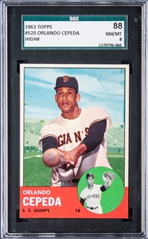 1963 Topps #520 Orlando Cepeda (High Number Series) - SGC 88 NM/MT 8, San Francisco Giants, Hall of Famer